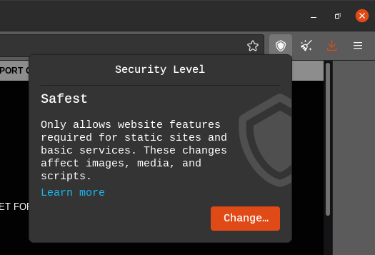 Tor Browser Security settings