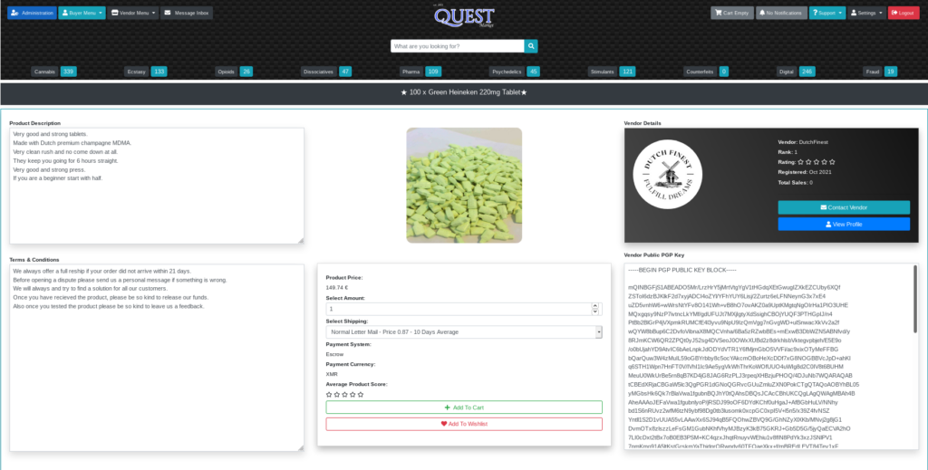 Quest product page.